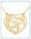 monogrammed cut out heart necklace