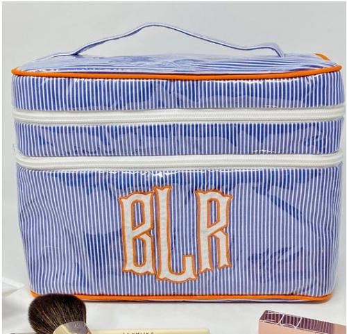 Walker Valentine Monogrammed Double Zippered Walton Case 10" by 5"w by 7"   Luggage & Bags > Toiletry Bags