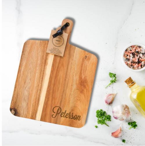 Personalized Acacia Cheese Board with Handle  Home & Garden > Kitchen & Dining > Kitchen Tools & Utensils > Cutting Boards
