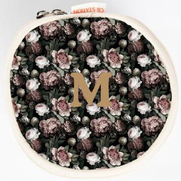 Monogrammed Vintage Rose Circle Case  Luggage & Bags > Toiletry Bags