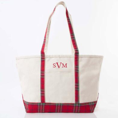 Personalized Red Plaid Large Classic Tote  Apparel & Accessories > Handbags > Tote Handbags
