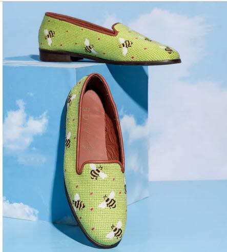 By Paige Ladies Bumblebees on Lime Needlepoint Loafers  Apparel & Accessories > Shoes > Loafers