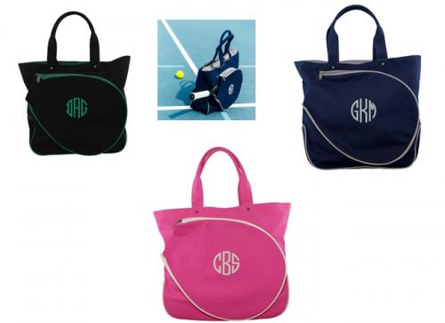 Monogrammed Tennis Racquet Tote Navy, Pink or Green  Sporting Goods > Racquet Sports > Tennis > Tennis Racket Accessories > Tennis Racket Bags
